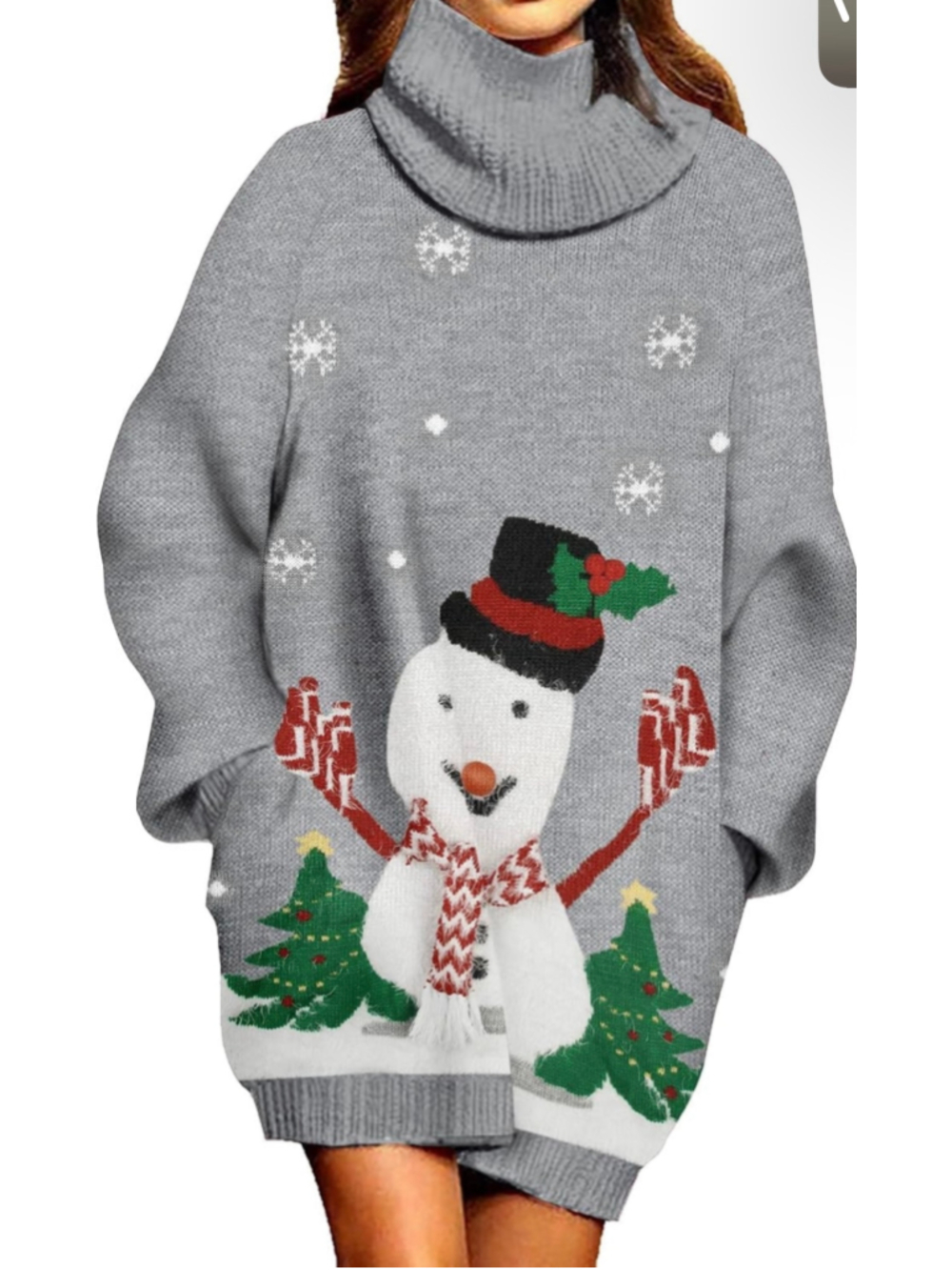 NEW Pink Queen Ugly Christmas Sweater Dress Oversized Turtleneck Pullover L